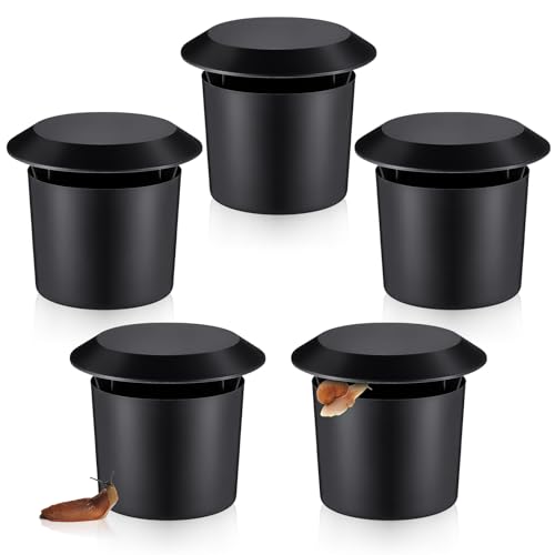 Qualirey 5 Pcs Beer Trap for Snails and Slugs Reusable Plastic Snail Catcher Container (Beer Not Included) Physical Trap for Garden (Black)
