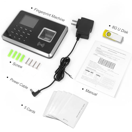 JIAN BOLAND A2 Time Clocks for Employees Small Business-Fingerprint, RFID and PIN Biometric Time Clock, Office Punch Clock, with 5 Badges and USB Drive (0 Monthly Fees)