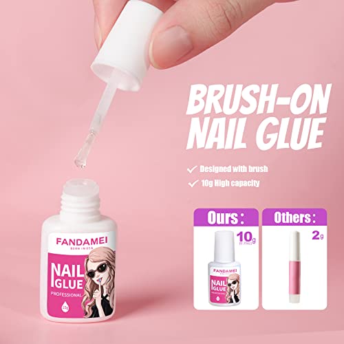 Press On Nails Short, Fandamei 12 Packs 288Pcs Small Acrylic Short Fake Nails Full Cover Glossy, Short Glue On Nails With 10G Nail Tips Glue, 12 Solid Glossy Color False Nails Tips For Small Nails #TOP4