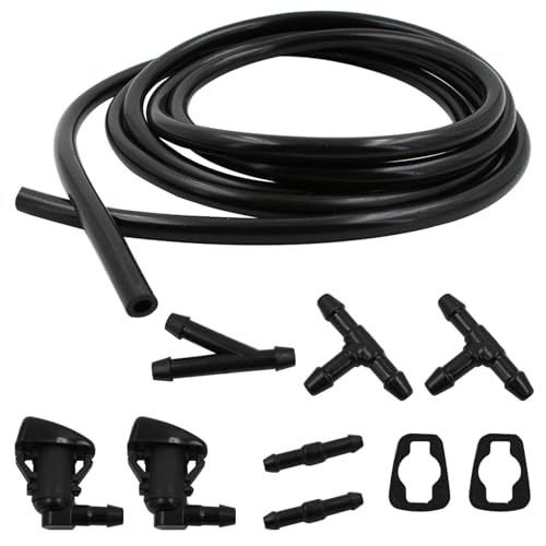 AcbbMNS Car Front Windshield Washer Nozzles Spray Wiper Jet with 2M Hose and Hose Connectors Compatible for Jeep Grand Cherokee