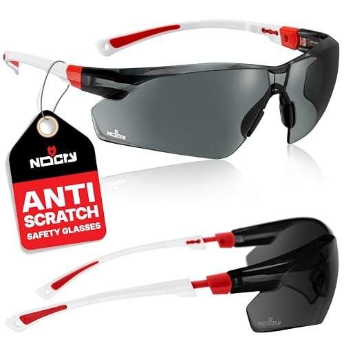 NoCry Safety Sunglasses with Green Tinted Wraparound Lenses; Tinted Safety Glasses for Men and Women with Adjustable Arms & No-Slip Grips; Work Glasses with UV 400 Protection; ANSI Z87.1 Rated