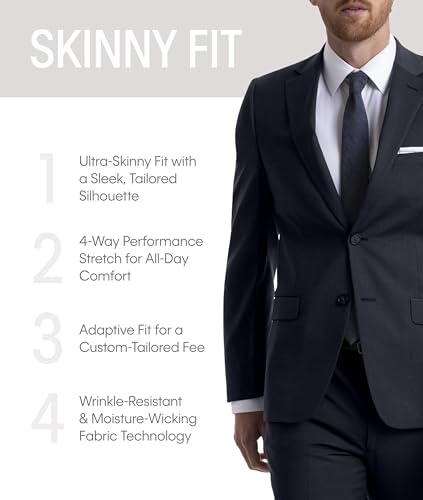 Calvin Klein Men's Skinny Fit Suit Separates | Wool Jacket & Pants for Customized Sizing | Tailored Mens Suit with Notched Lapel, Button Closure & Welt Pockets | Versatile Suits for Men Navy3