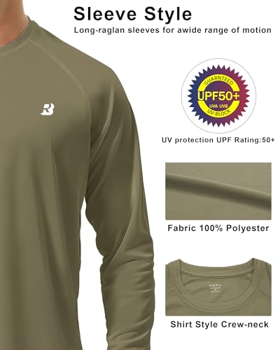 Image of Roadbox Mens UPF 50+ UV Sun Protection Shirts Outdoor Long Sleeve SPF Rash Guard for Fishing Hiking Swimming Running