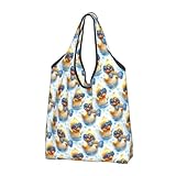 GVYGVY Bolsa grande para mujer, ligera, reutilizable, plegable, cómoda y bonita bolsa de compras con estampado de pato para la natación, bolsas de tela para trabajo, playa, viajes con asas