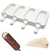 Stampo Per Gelato, Stampo Gelato Silicone, Stampo Ghiaccioli, Stampo Gelato Ovale, Stampo Gelato Magnum, Stampo Gelato 4 Cavità Con 10 Pezzi Bastoncini Legno, Resistente al Calore, Antiaderente