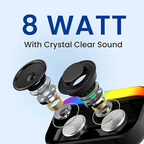 Image of Portronics Plugs 2 8W Portable Bluetooth Speaker with Inbuilt Mic, Dynamic RGB Lights, Bluetooth 5.3V, USB Drive Port, SD Card Port, IPX5 Water Resistant, Integrated Controls, Type C Charging(Black)