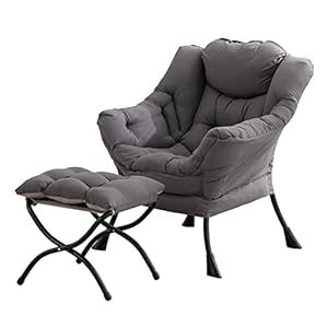 Tiita Lazy Chair with Ottoman, Modern Large Accent Lounge Chair, Leisure Sofa Armchair with Ottoman, Reading Chairs with Footrest for Bedroom, Living Room, Dorm Rooms, Garden