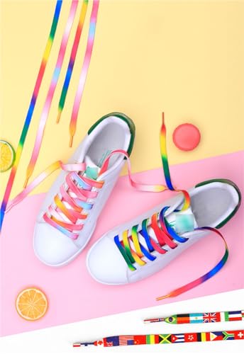9 Pairs Flat Colored Shoe Laces, 47" Athletic Shoelaces Gradient Rainbow Shoestrings for Sneakers Boots4