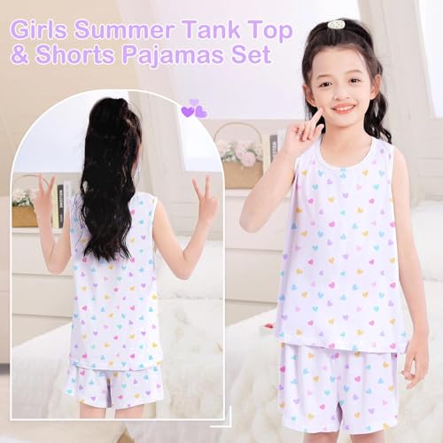 MHJY Toddler Girls Pajamas Sleeveless Pajamas for Kids Soft Tank Top & Shorts Girls Pajama Set2