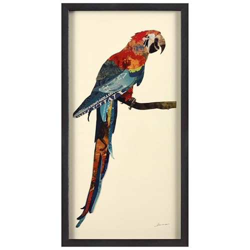 Empire Art Direct Tropical Parrot Dimensional Collage Handmade by Alex Zeng Framed Graphic Wall Art, 33