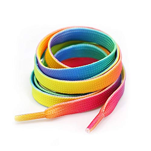 YIPING Rainbow Colorful Flat Shoelaces Fashion Printed Gradient Shoes Laces Accessories Outdoor Sneakers Shoelaces (Color : Multicolor, Size : 80cm)