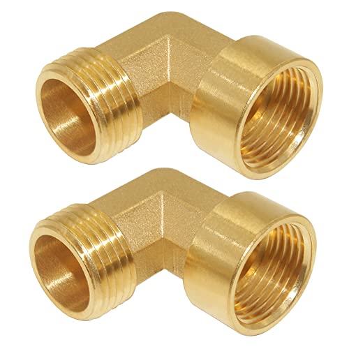 Joywayus 3/4"NPT Male x 3/4"NPT Female 90-Degree Elbow Pipe Fitting Forged Brass Right Angle (Pack of 2)