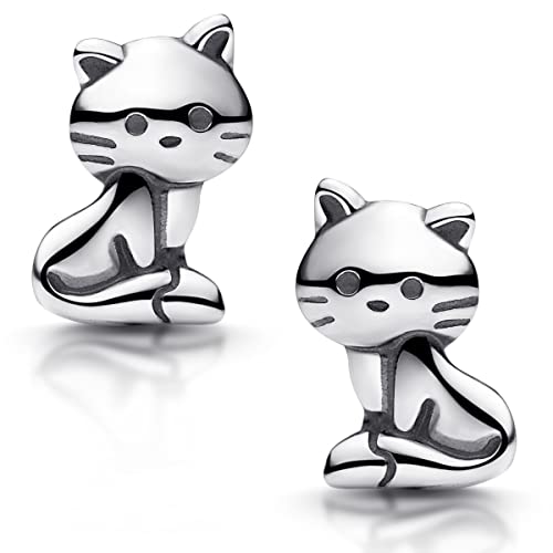 Pendientes de plata MATERIA para niñas que adoran los gatos