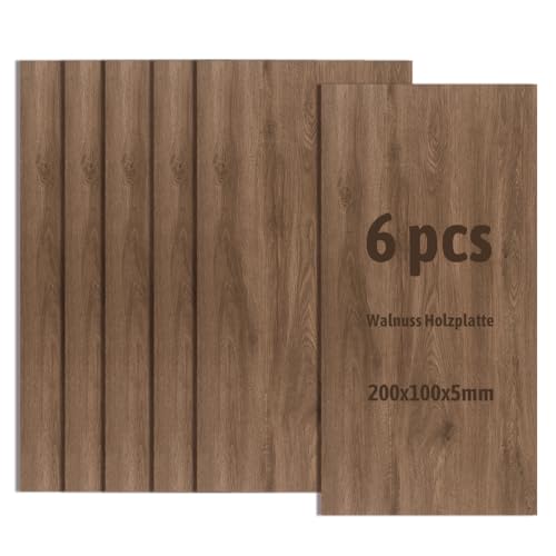 6 Stück Walnuss Holzplatte,Nicht-Sperrholzplatte,Unbehandeltes Bastelholz für Modellbau,Laserschneiden,Lasergravieren,Brandmalerei (200x100x5mm)