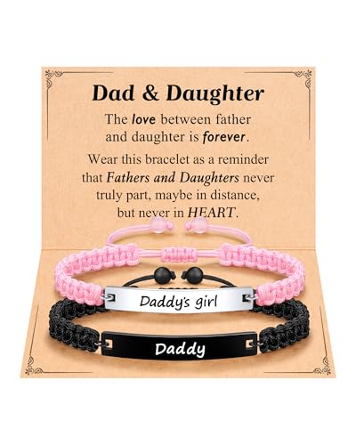 UPROMI Matching Father Daughter Bracelet Fathers' Day Christmas Birthday Gifts for Dad Daddy from Daughter Gift Ideas - Main Image