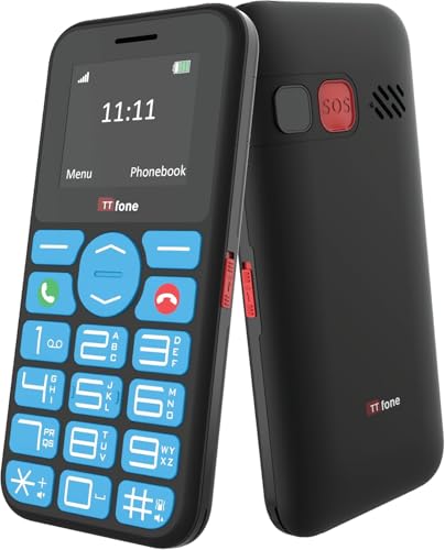 TTfone TT190 teléfono móvil de emergencia desbloqueado para personas mayores con botones grandes - teléfono simple más barato negro (con cargador de muelle)