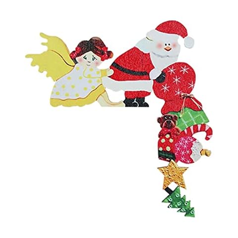 LIUZHIPENG Christmas Door Frame Decoration Wooden Santa Elk Angel Ornament Funny Xmas Holiday Decor for Home Doors Windows Walls Cover
