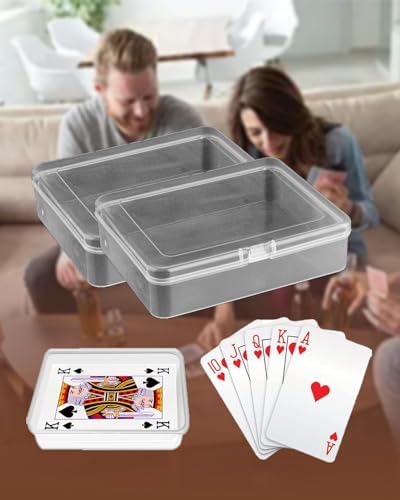 2 PCS Clear Plastic Card Storage Boxes, Deck Holder for Business, Game, and Bank Cards