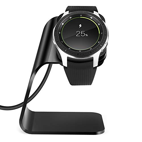 NANW Compatible with Galaxy Watch 42mm 46mm Gear S3 Charger (Not for Active), Replacement Charging Cradle Dock Station Adapter Holder with 4.2ft USB Charging Cable,Black