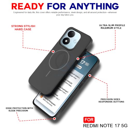 Image of AESTMO Shockproof Back Case Cover for Redmi Note 17 5G | Slim Hard Shell | Hard Back Cover for Redmi Note 17 5G (Compatible with MagSafe Accessories, Black)