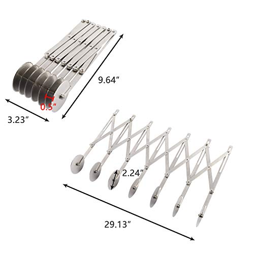 7 Wheel Pastry Cutter, Stainless Steel Expandable Pizza Slicer, Multi-Round Dough Pastry Knife Baking Cutter Roller Cookie Dough Cutter Divider