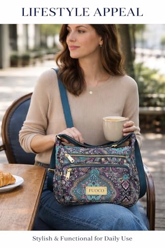 FUOCO Purse for Women Handbag| Office Shoulder Laptop Bag, College & Shopping | Stylish PU Vegan Leather Sling with Zipper | Big Side Bag | Everyday Travel Tote Party Purse 6