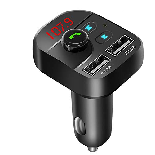 SUKEKE Transmisor FM Bluetooth, adaptador de audio para coche con llamadas manos libres USB duales kit de coche receptor de audio inalámbrico transmisor soporte U disco TF tarjeta