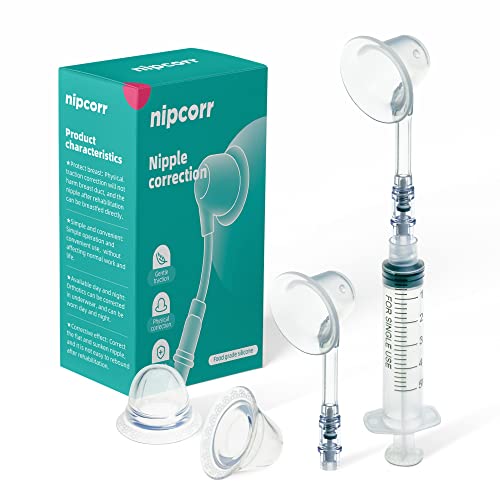 Nipcorr 4 Pcs Flat & Inverted Nipple Corrector, Nipple Suckers for Men & Women with Flat Nipple,Nipple Suction Cups & Puller Aspirator for Breast Feeding Nursing Mothers & Nipple Pump for Shy Nipple