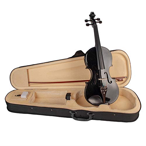 4/4 Full-Size Violino Elettrico in Legno Massello - Accessori Alta Qualità, Nero