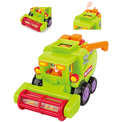 Think Gizmos Friction Toy 3 Vehicle Set For Toddlers - Push And Go Toys For Boys & Girls - Cement Mixer Truck/Street Sweeper/Harvester Truck #TOP2