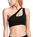 RUNNING GIRL One Shoulder Sports Bra Workout Yoga Bra Sexy Cute Medium Support(2030 Black,XL)