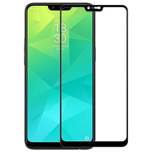 Image of Screen Protector for Realme 2 | C1 | Oppo A3s / A5 (2018) (Black) Tempered Glass Edge-to-Edge 6D Screen Guard With Installation Kit