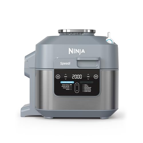 Ninja Speedi 10-in-1 Rapid Cooker Air Fryer and Multi Cooker 5.7L Air Fry Steam Grill Bake Roast Sear Slow Cook & More Cooks 4 Portions Sea Salt Grey ON400ME 2 Years Warranty