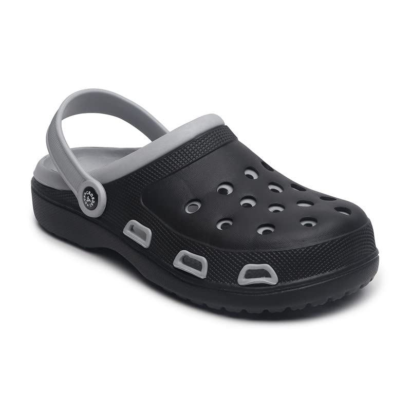 Image of AARJU Chappal for Men | Casual Slippers,Slides,Water Proof, for Men Stylish | Perfect FILP-Flops for Walking Slippers (Grey and Black,10)