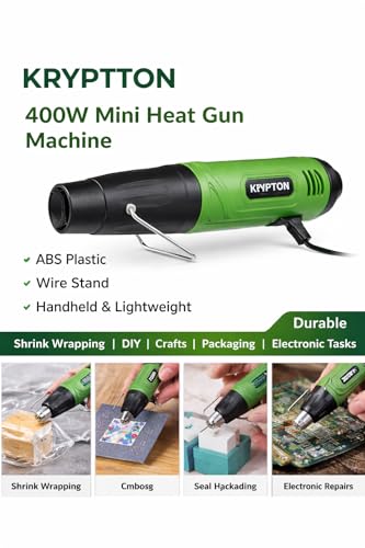 Image of 400W Mini heat gun machine | ABS plastic | Wire stand | Handheld & lightweight | Heat gun for shrink wrapping | DIY | Crafts | Packaging | Electronic task hot air gun machine | Durable''