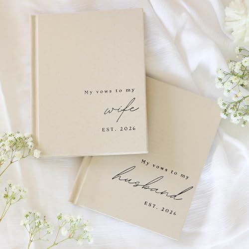 Image of Wedding Vow Books His and Hers 2 Pack Personalized 2026 Year Linen Vow Book