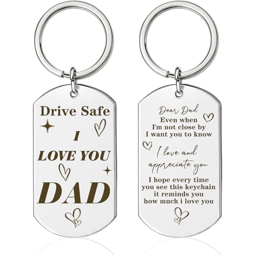 LongYeah Fathers Day Gift for Dad from Daughter Son, Dad Papa Birthday Gifts Drive Safe Keychain for...