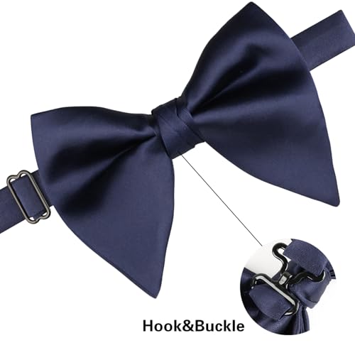 Image of Alizeal Velvet Pre-tied Adjustable Bow Tie for Men Oversize Formal Solid Tuxedo Bowtie