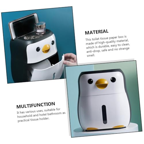 Caja de pañuelos de plástico impermeable con forma de pingüino blanco 6