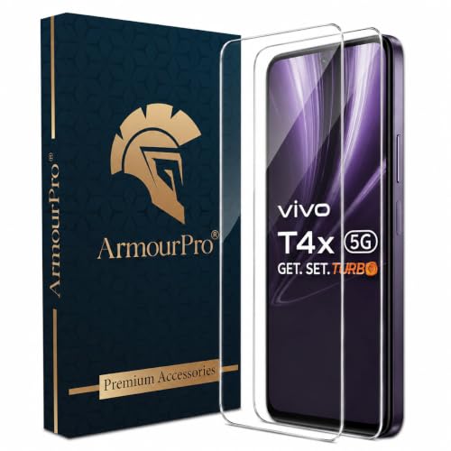 Image of ArmourPro 3D Borderless Tempered Glass for Vivo T4x and Vivo T3x, Set of 2 HD Clear Screen Protectors with 3D Curved Edges, 9H Hardness, Oleophobic Coating, Case Friendly