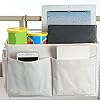 Bedside Hanging Bag,Bedside Organiser,Bedside Pocket, Bedside Hanging Storage Bag Caddy Pocket Nightstand Organizer Basket White for Bunk Bed Dorm Rooms