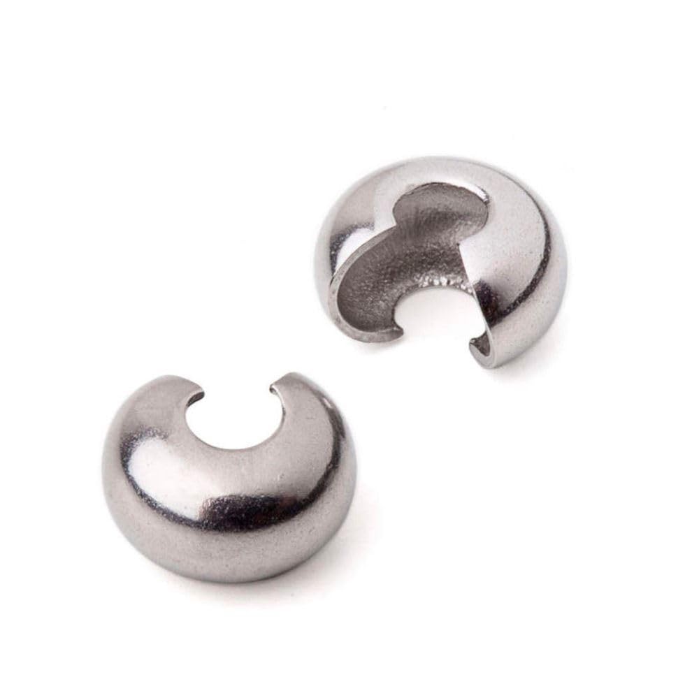 100pcs 5mm/0.2 inch 18K White Gold Plated Crimp Bead Knot Cover End Cap
