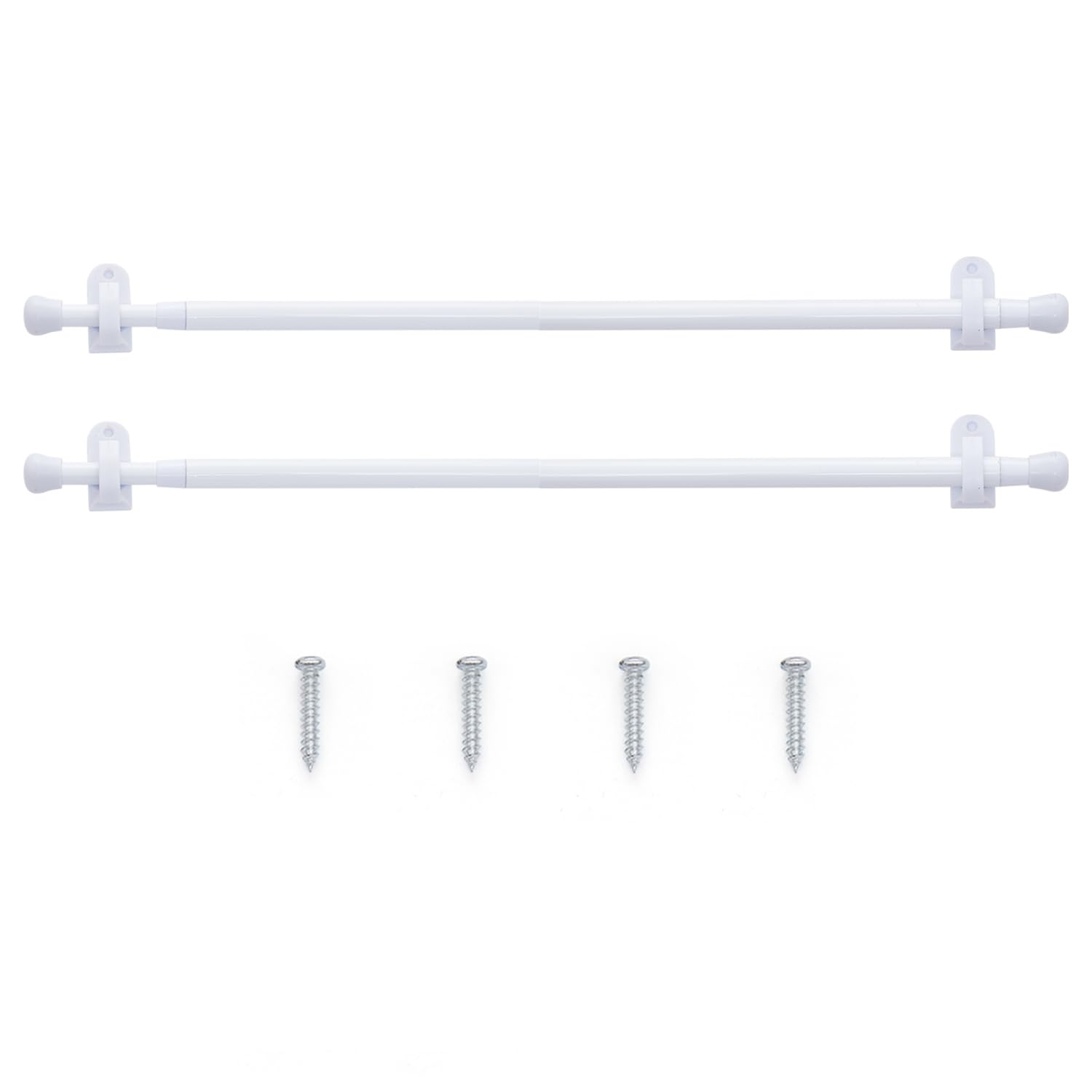 French Door Curtain Rods No Drill White Cafe Curtain Rod for Tier Curtains Multi Use Sash Telescope Adjustable Window Dressing Hardware White 26 up to 48 inch