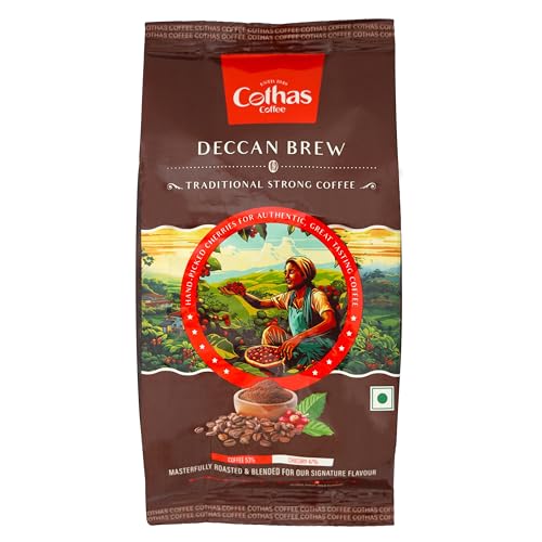 Image of Cothas Deccan Brew Strong Filter Coffee Powder | Roasted & Blended Signature Mix of 53% Coffee & 47% Chicory | Traditional South Indian | Rich Aroma & Strong Taste | 200g Pack