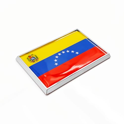 Image of Venezuela Flag Sticker Emblem Venezuelan Decal Car Chrome Flags, 2 Pack, 3 x 2 inches