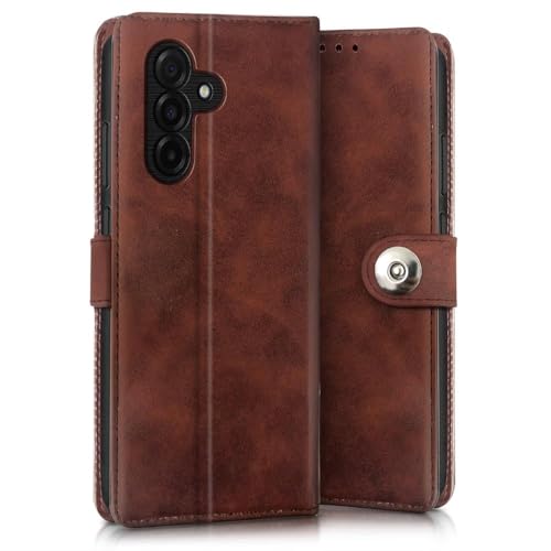 Image of WOW IMAGINE Shock Proof Flip Cover Back Case for Samsung Galaxy M17 5G | A17 5G | F17 5G (Magnetic Button Flip Case | Wallet Pockets & Stand | Leather Finish | Coffee)