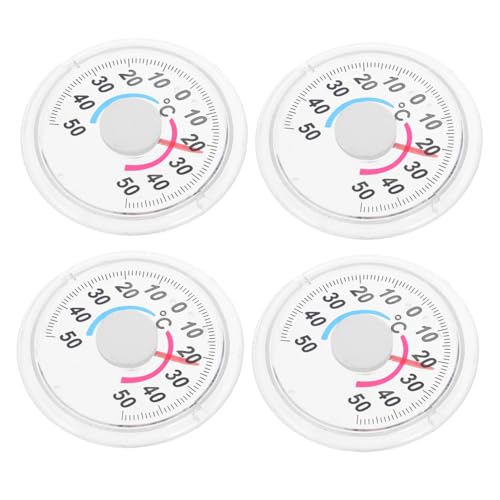 GALPADA 4Pcs Round Window Thermometer Accurate Temperature Gauge for Patio and Office Use Readings with Simple Pointer Design Portable Weather