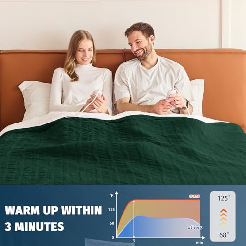 King Size Heated Electric Blanket - 90" x 108" with Dual Control, 10 Heating Levels & 8 Hours Auto Off, Soft Warm Flannel Gifts with Over-Heat Protection, ETL & FCC Certified