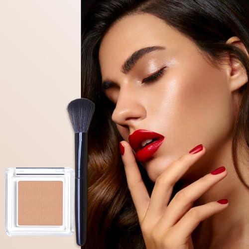 Blushers for Cheeks Make up Blusher, Matte Bronzer Powder Blushes Korean Makeup Blush, Natural Look Long-Lasting Blush, Light Brown Makeup Palette with Brush - Image 8
