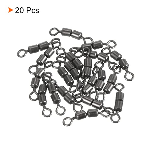 PATIKIL High Speed 2 Roller Swivel, 20Pcs 26lb Copper Barrel Bead Chain Rolling for Saltwater Freshwater Fishing Black - Image 3